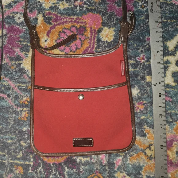 Dooney & Bourke Red and Brown Crossbody Bag Saddle Bag - Picture 2 of 9